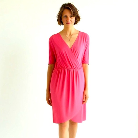 Covington Women's Size L V-Neck Faux Wrap Dress Half Sleeve - Picture 1 of 5